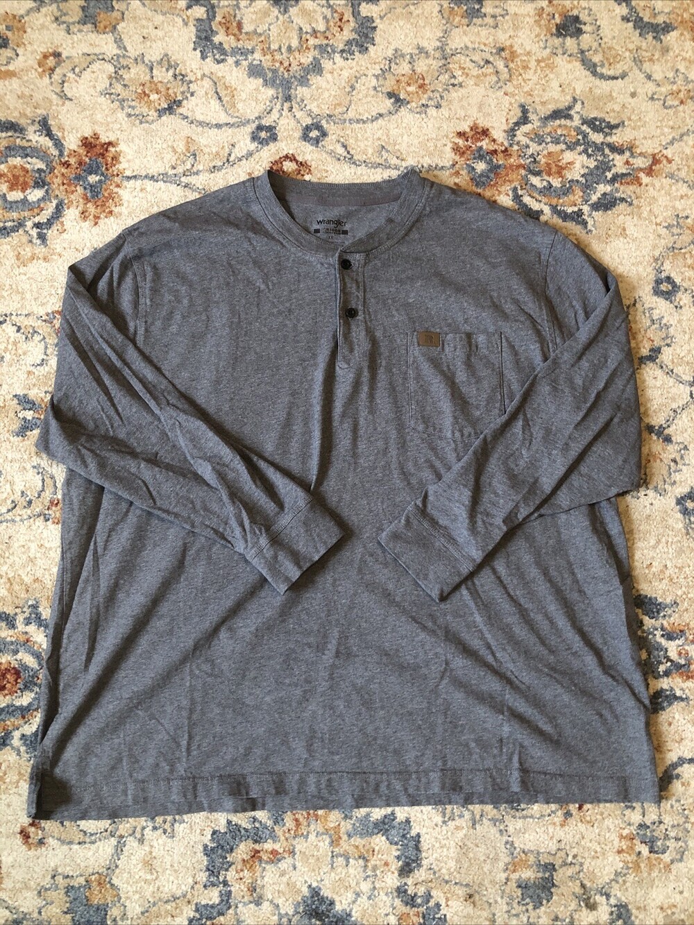 Wrangler Riggs Workwear Shirt Men's 3xl Henley Long Sleeve Gray 100% Cotton